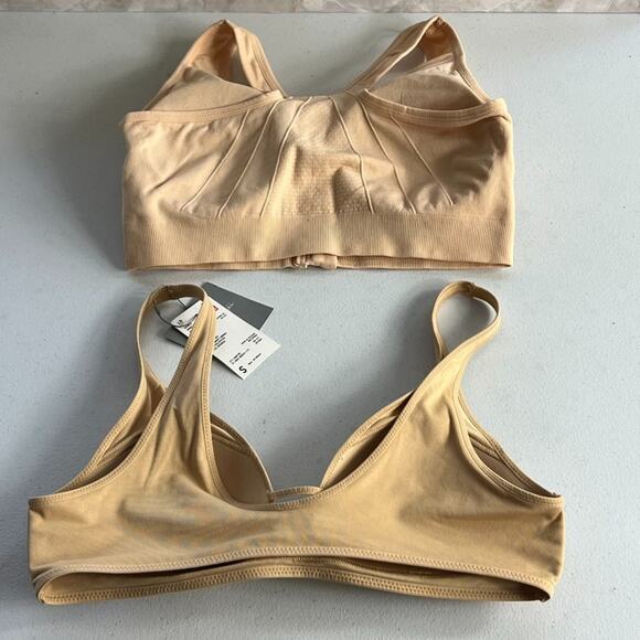 1 Uniqlo Womens Wireless Relax Bra Bust 33-35" & Sports Bra Small Beige - Picture 3 of 6